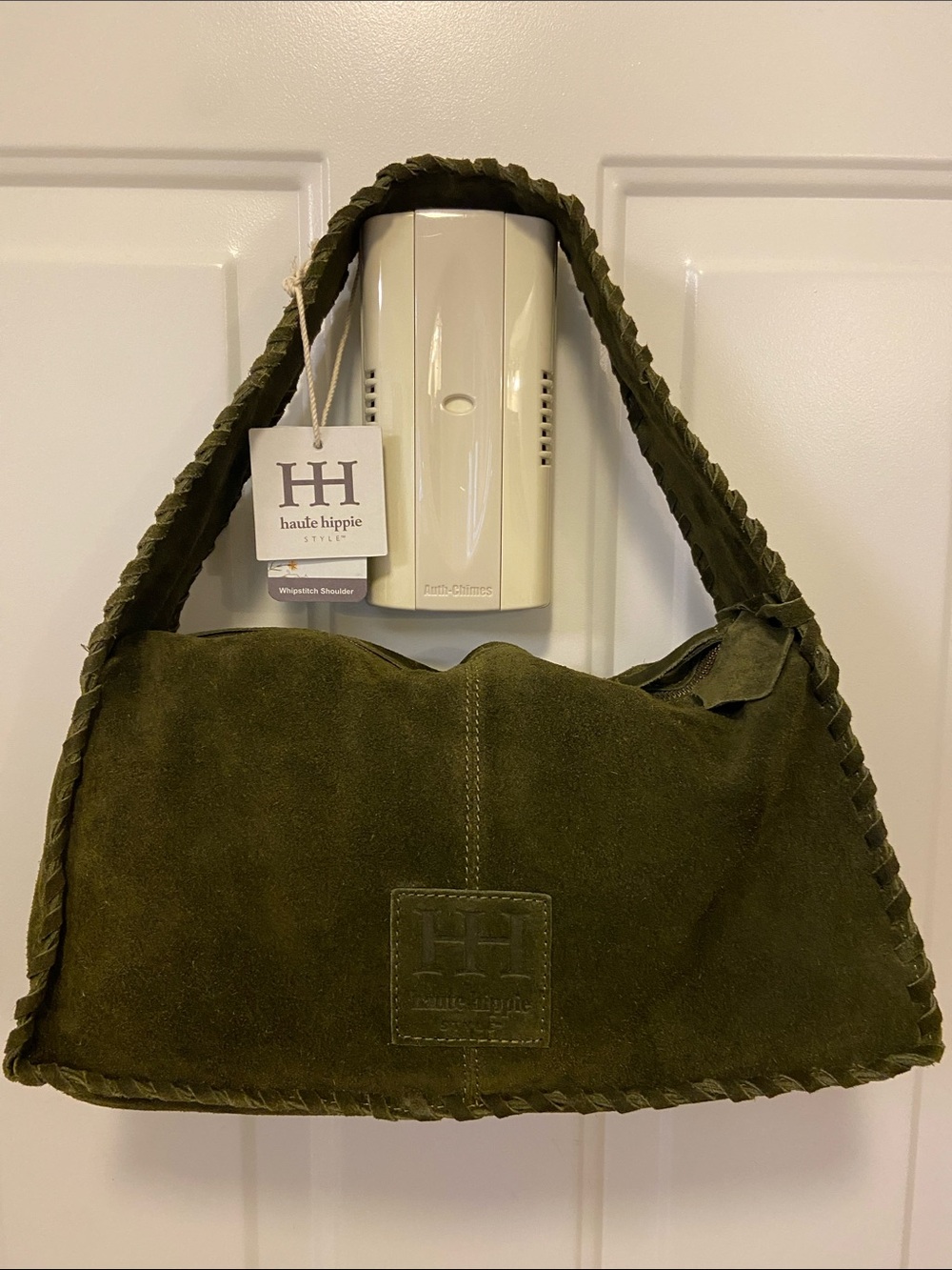 Haute Hippie Olive Green Braided Suede Hobo Shoulder Bag